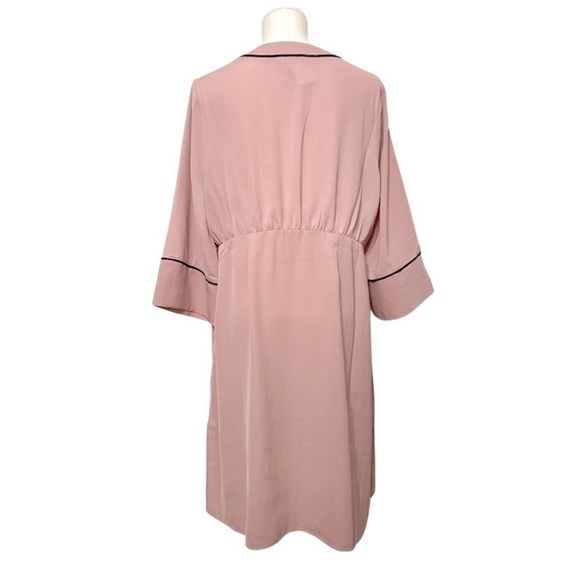 Dusty Rose chiffon kimono robe with black piping Plus Size 0X, 2X, 3X NWT - Picture 4 of 9